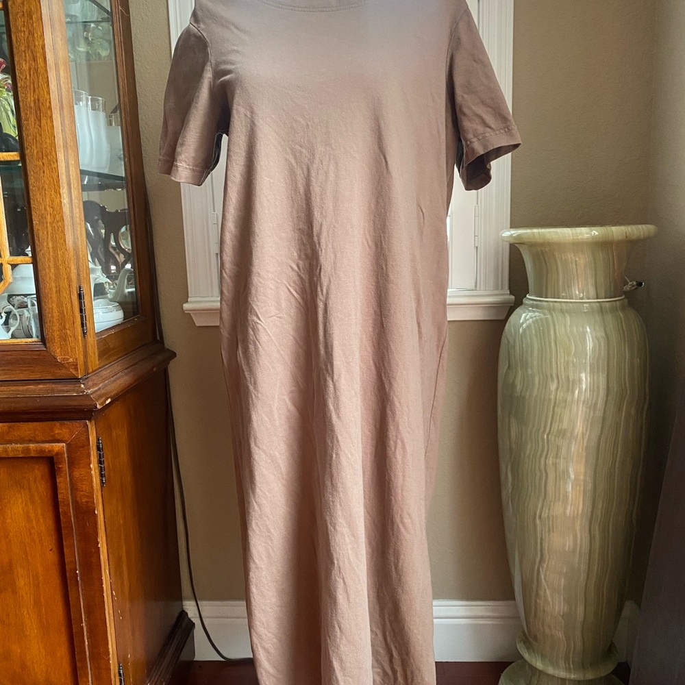 Pact Taupe Short Sleeve Maxi Dress
